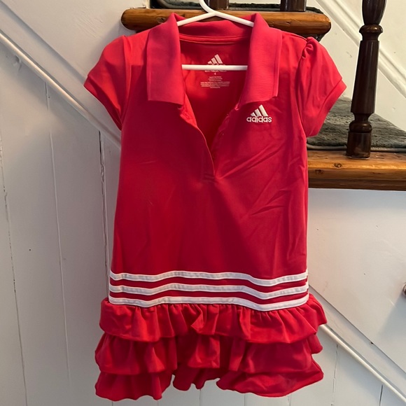 adidas Dresses Adidas Girls Pink Tennis Dress With White Stripes